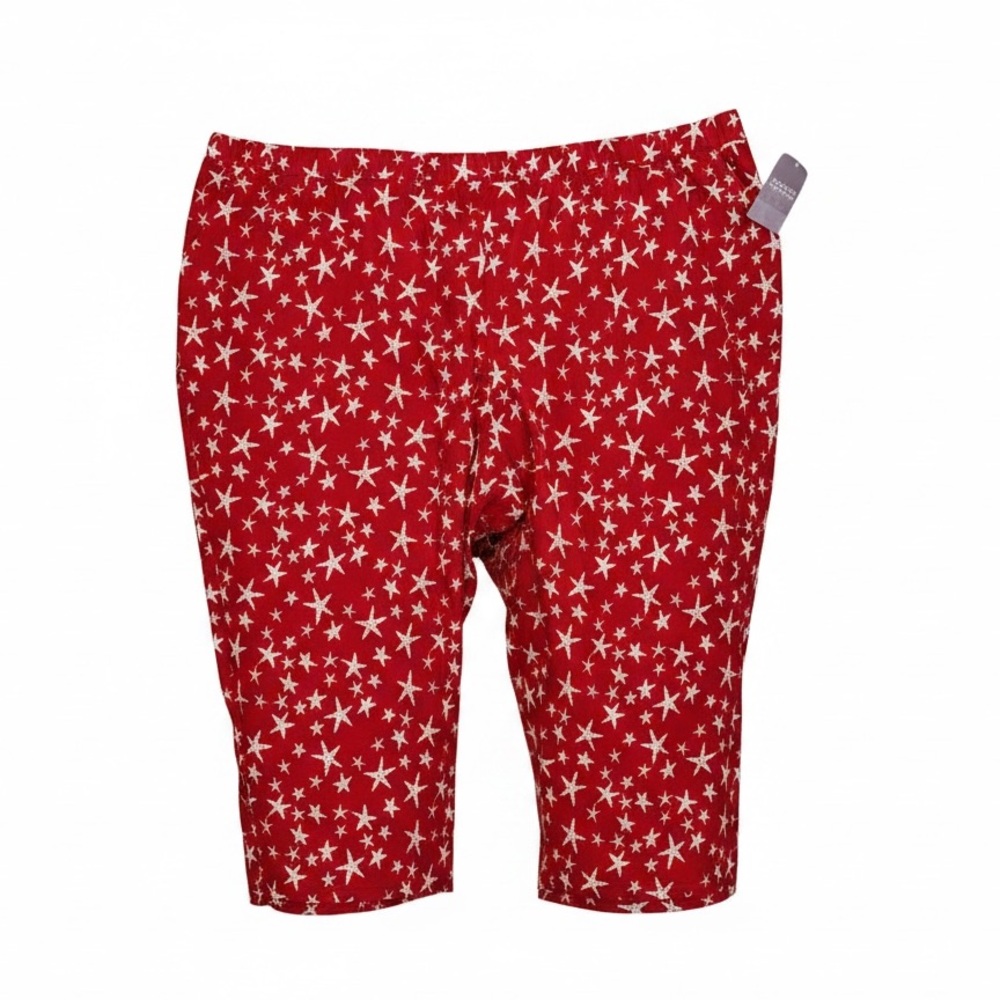 Plus Size Red Starfish Print Capris - 4X